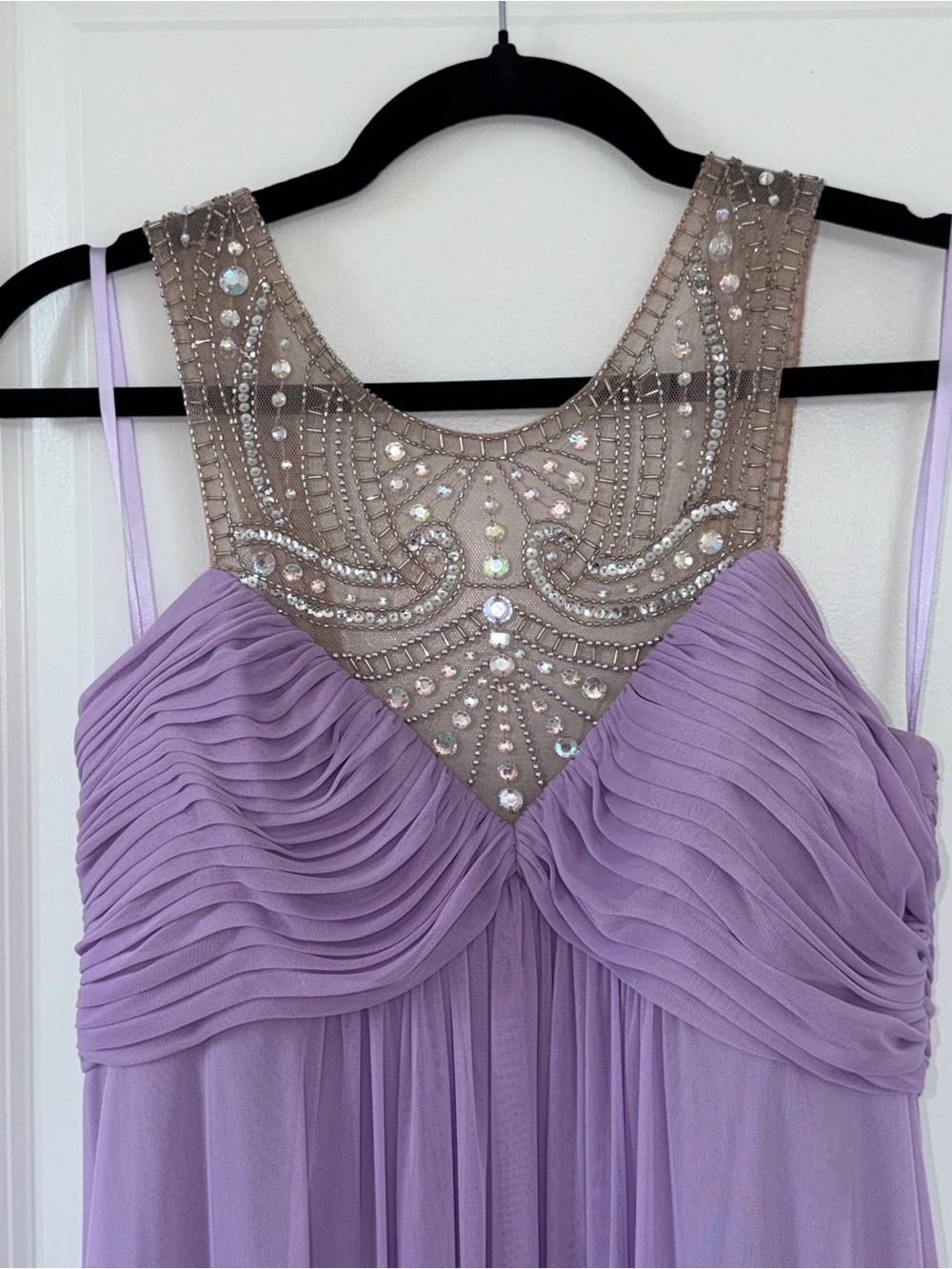 Xscape Lavender Beaded Embellished Chiffon Formal Maxi Dress Size 14 - Picture 5 of 6